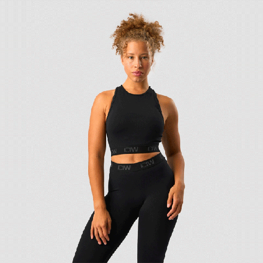 Define Seamless Logo Cropped Tank Top, Black