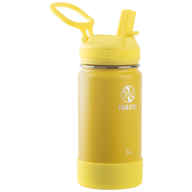 Takeya 14 oz (410ml) Actives Kids Insulated Water Bottle With Straw Lid-teräksinen juomapullo (Sunflower)
