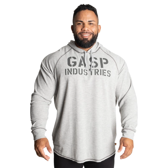 Gasp Long Sleeve Thermal Hoodie Grey Melange