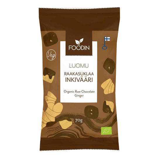 Foodin Raw Chocolate Coated Ginger Organic 70 G