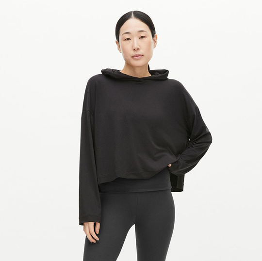 Soft Cropped Hoodie, Black