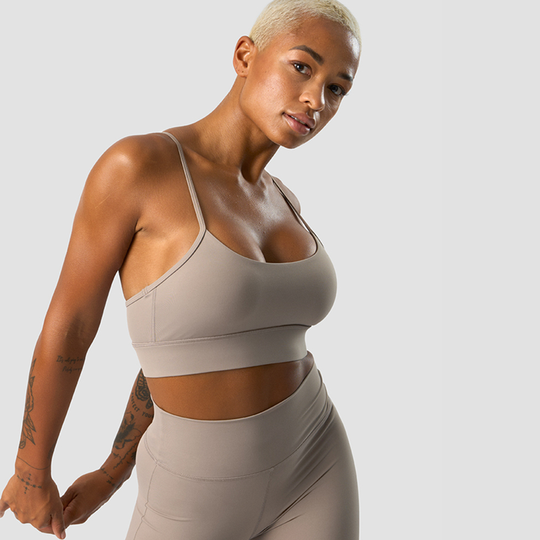 Nimble Strappy Sports Bra, Greige