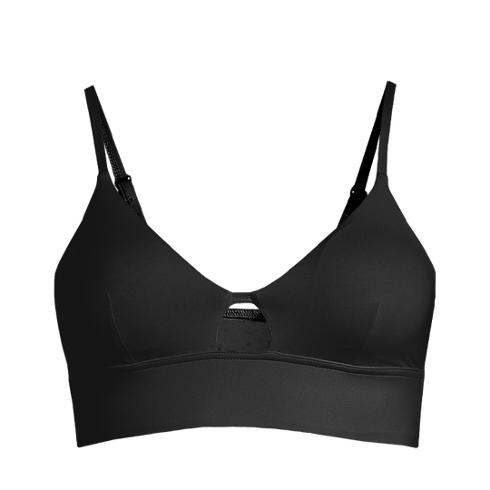 Triangle Cut-Out Bikini Top, Black