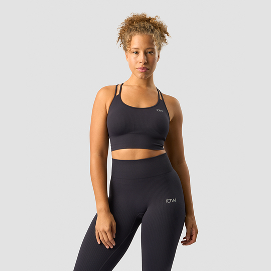 Ribbed Define Seamless Sports Bra, Dark Graphite