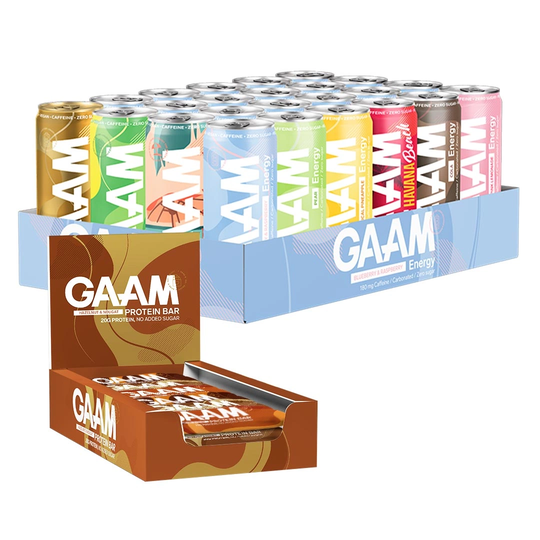 24 X Gaam Energy 330 Ml + 12 X Gaam Protein Bar 55 G